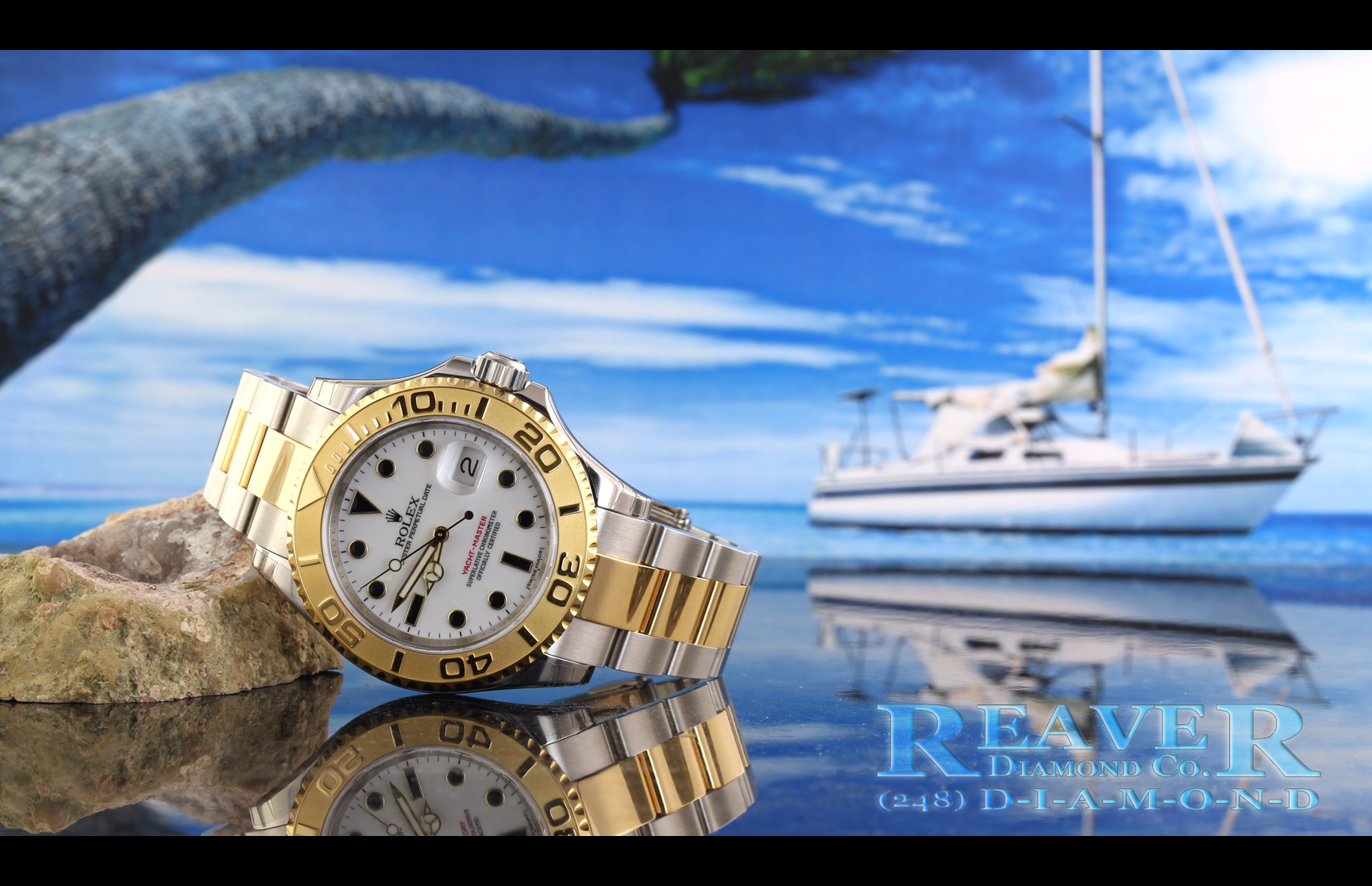 Gents two-tone Stainless Steel & 18k Yellow Gold Yacht-Master Oyster Perpetual Date Rolex with White Face